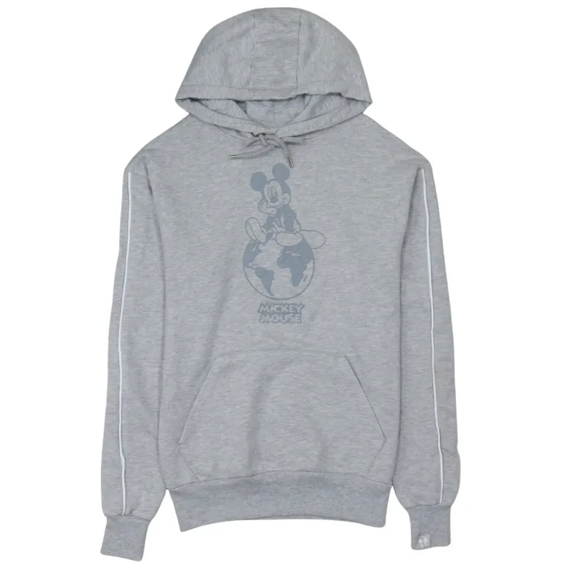 Disney Grey Hoodie Women’s Small Mickey Mouse Printed Graphic Piped Sleeve Pullover Sweatshirt sold by Vintage Club