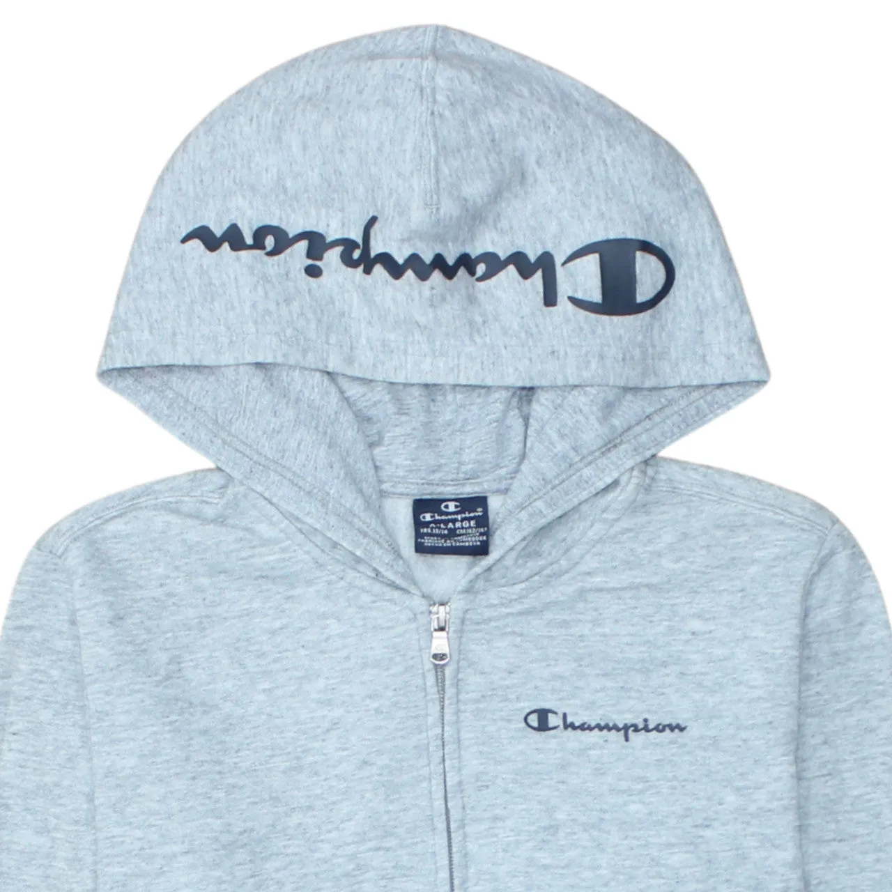 Champion Light Grey Zip Hoodie Women’s XLarge Printed Logo Fleece Lined Casual Sweatshirt sold by Vintage Club product image thumbnail 3