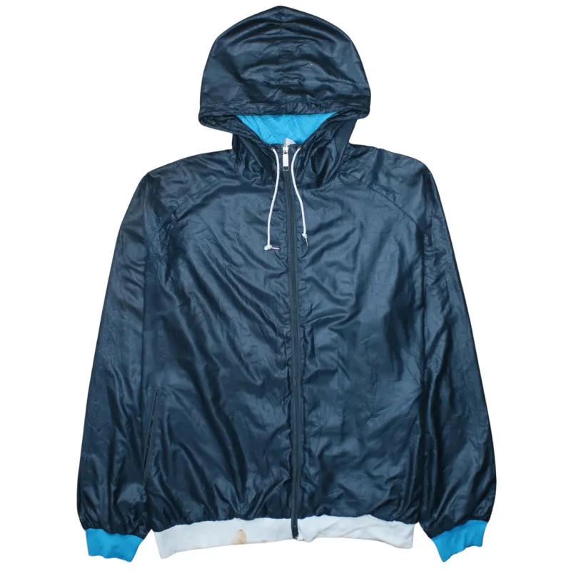 Nike Navy Blue Hooded Jacket Men's XXLarge Full Zip Contrast Cuffs Windbreaker Outerwear made by Nike