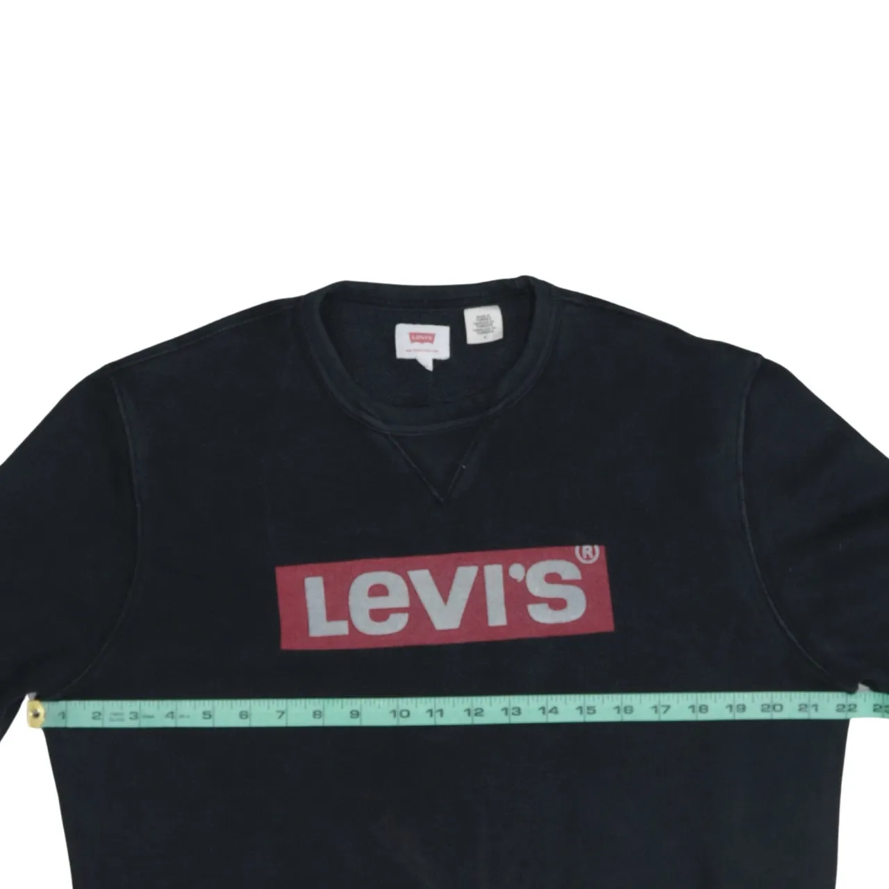 Levi's Black Sweatshirt Men's Medium Printed Box Logo Crewneck Pullover Fleece Top sold by Vintage Club product image thumbnail 5