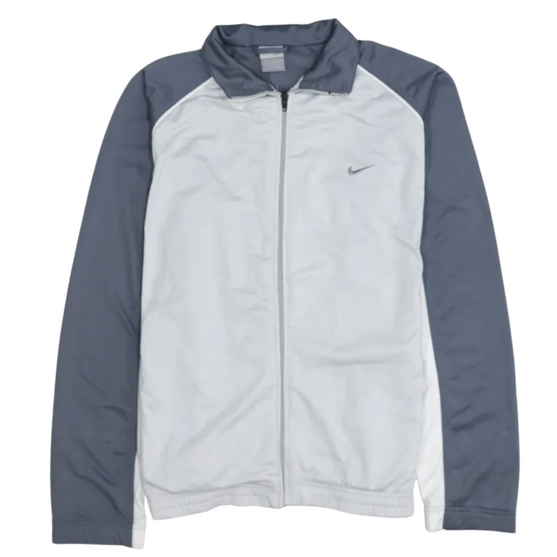 Nike Grey White Track Jacket Women's XLarge Printed Swoosh Full Zip Lightweight Top sold by Vintage Club