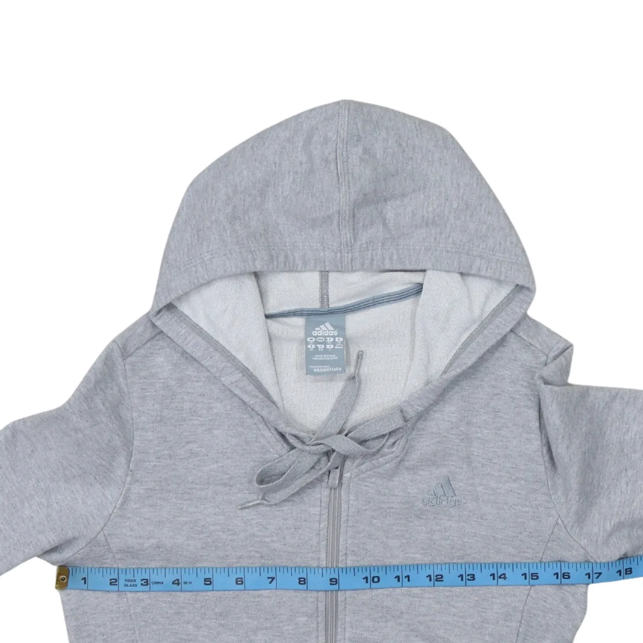 Adidas Grey Zip Hoodie Women’s XSmall Embroidered Chest Logo Split Pocket Sweatshirt sold by Vintage Club product image thumbnail 5