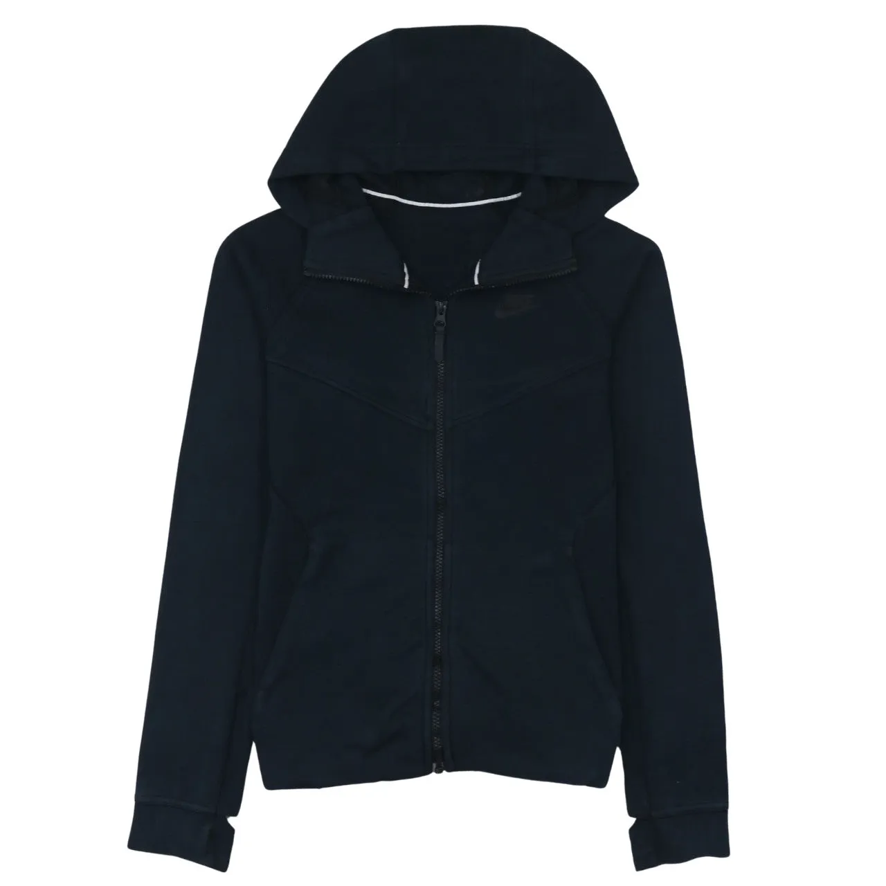 Nike Black Full Zip Hoodie Men’s XSmall Embroidered Swoosh Split Pockets Casual Sweatshirt sold by Vintage Club