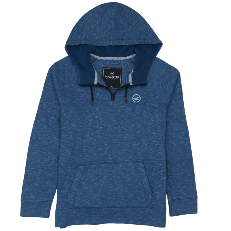 Hollister Blue Marl Hoodie Women’s Medium Quarter Zip Embroidered Logo Front Pocket Pullover sold by Vintage Club