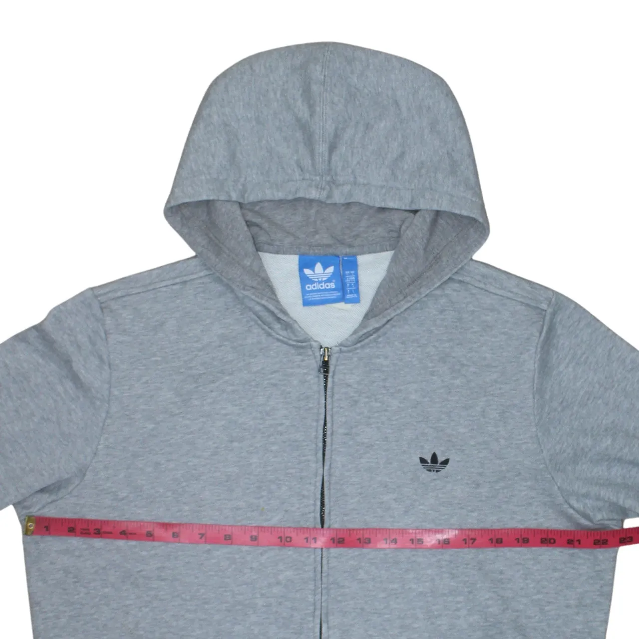 Adidas Grey Full Zip Hoodie Women's Large Embroidered Trefoil Logo Split Pocket Sweatshirt sold by Vintage Club product image thumbnail 5