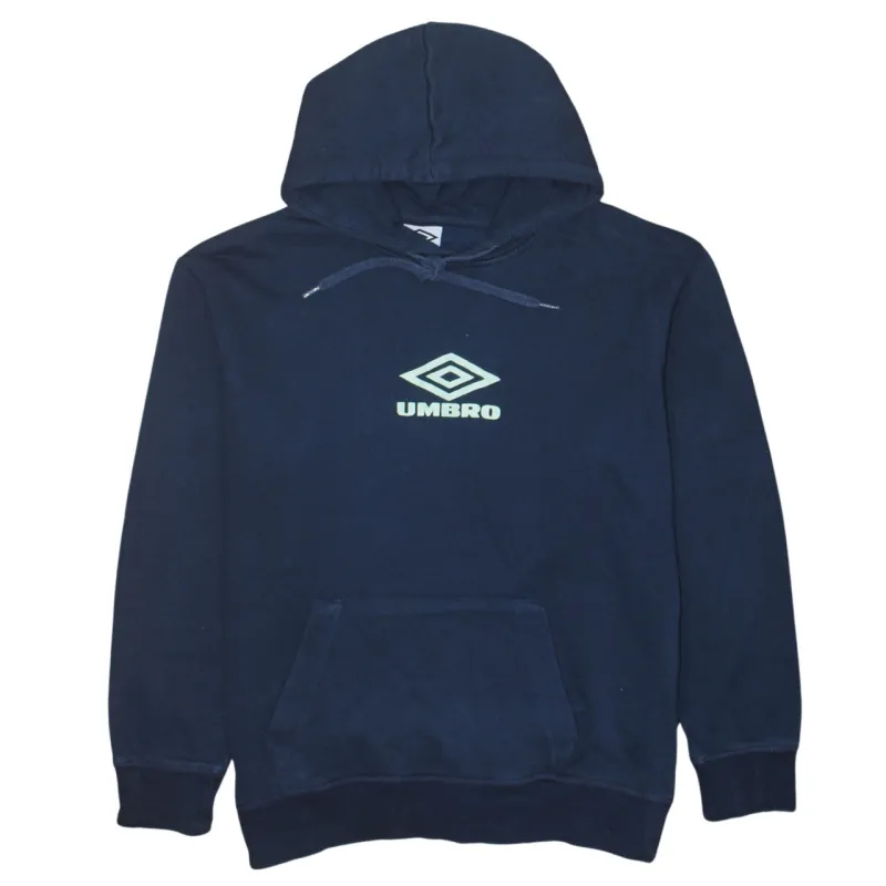 Umbro Navy Blue Hoodie Men’s Small Printed Logo Front Pocket Pullover Sweatshirt sold by Vintage Club