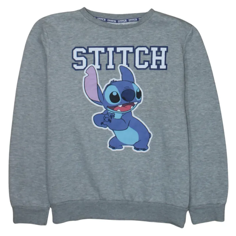 Disney Grey Sweatshirt Women's Medium Printed Stitch Graphic Crewneck Pullover Top sold by Vintage Club