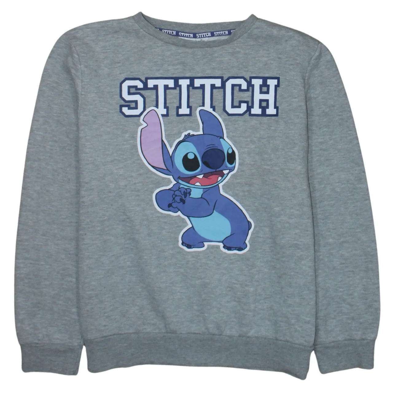 Disney Grey Sweatshirt Women's Medium Printed Stitch Graphic Crewneck Pullover Top sold by Vintage Club
