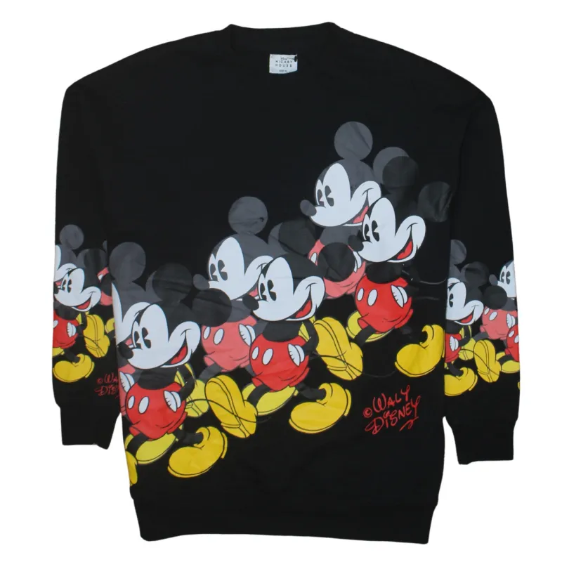 Disney Black Sweatshirt Women's XSmall Mickey Mouse All Over Printed Graphic Pullover Top sold by Vintage Club
