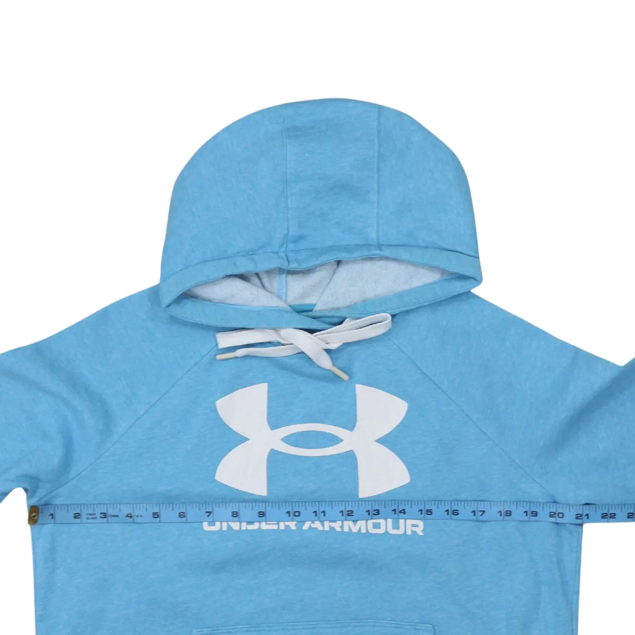 Under Armour Light Blue Hoodie Men's Small Printed Logo Drawstring Front Pocket Pullover Sweatshirt sold by Vintage Club product image thumbnail 5