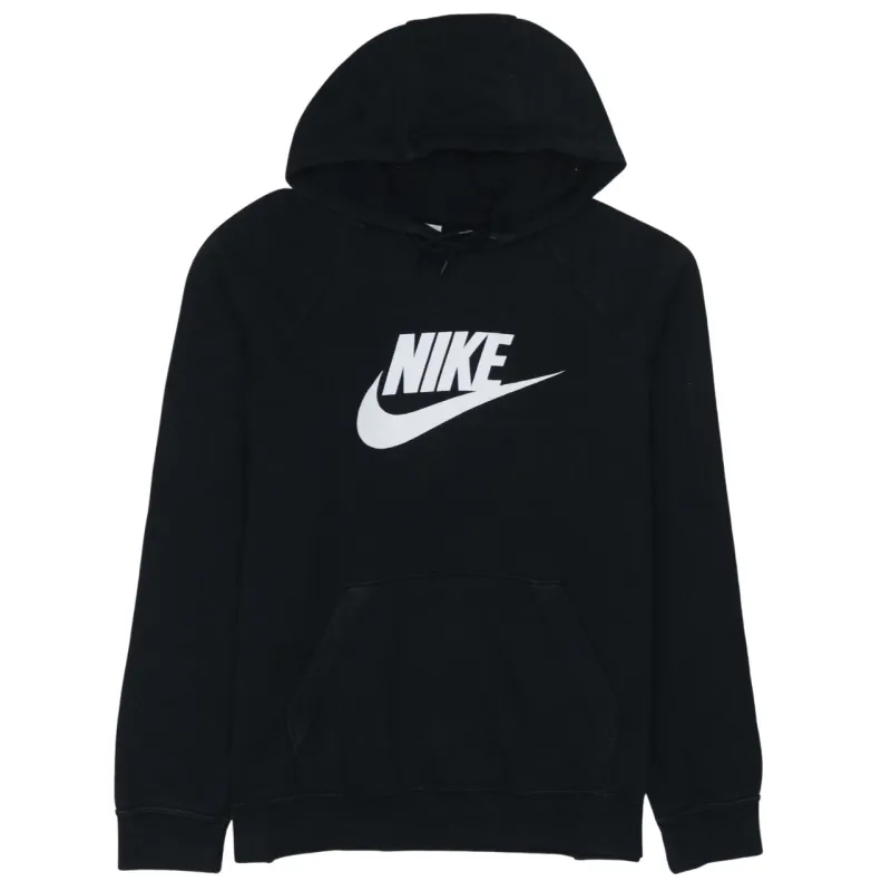 Nike Black Hoodie Women’s Large Printed Logo Front Pocket Pullover Sweatshirt sold by Vintage Club