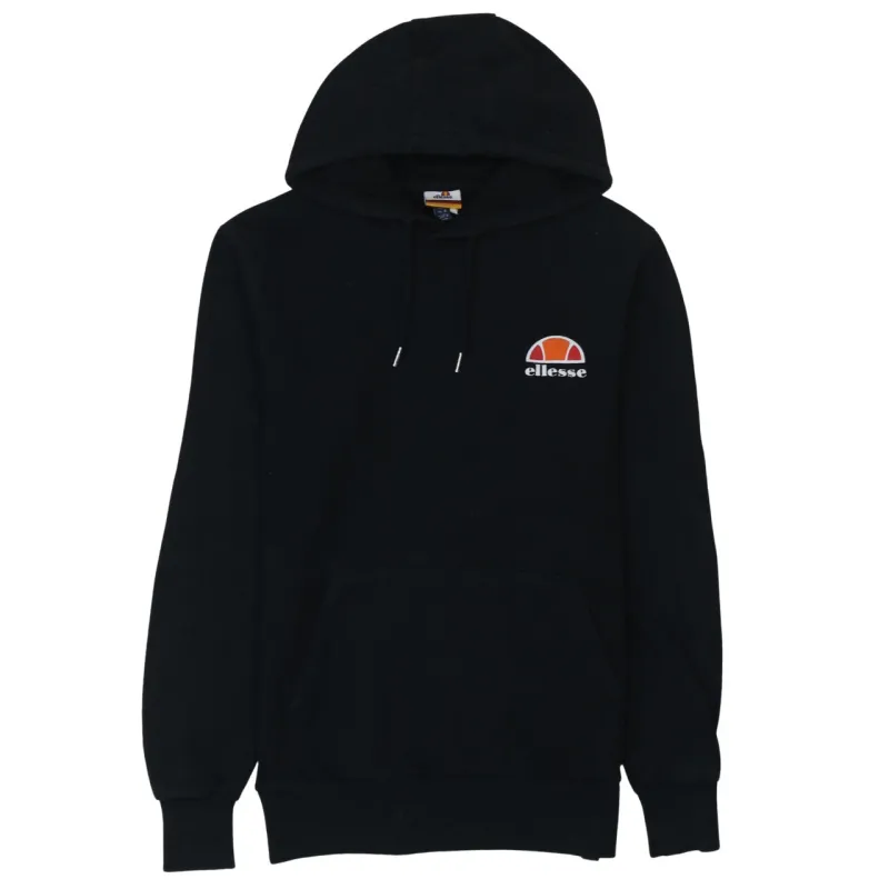 Ellesse Black Hoodie Men's Small Embroidered Chest Logo Drawstring Hood Front Pocket Sweatshirt sold by Vintage Club