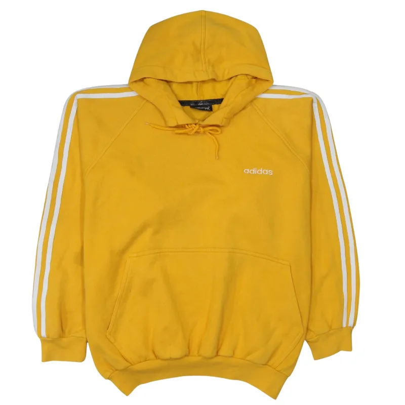 Adidas Yellow Hoodie Men’s Large Embroidered Logo Three Stripe Sleeves Pullover Sweatshirt made by Adidas