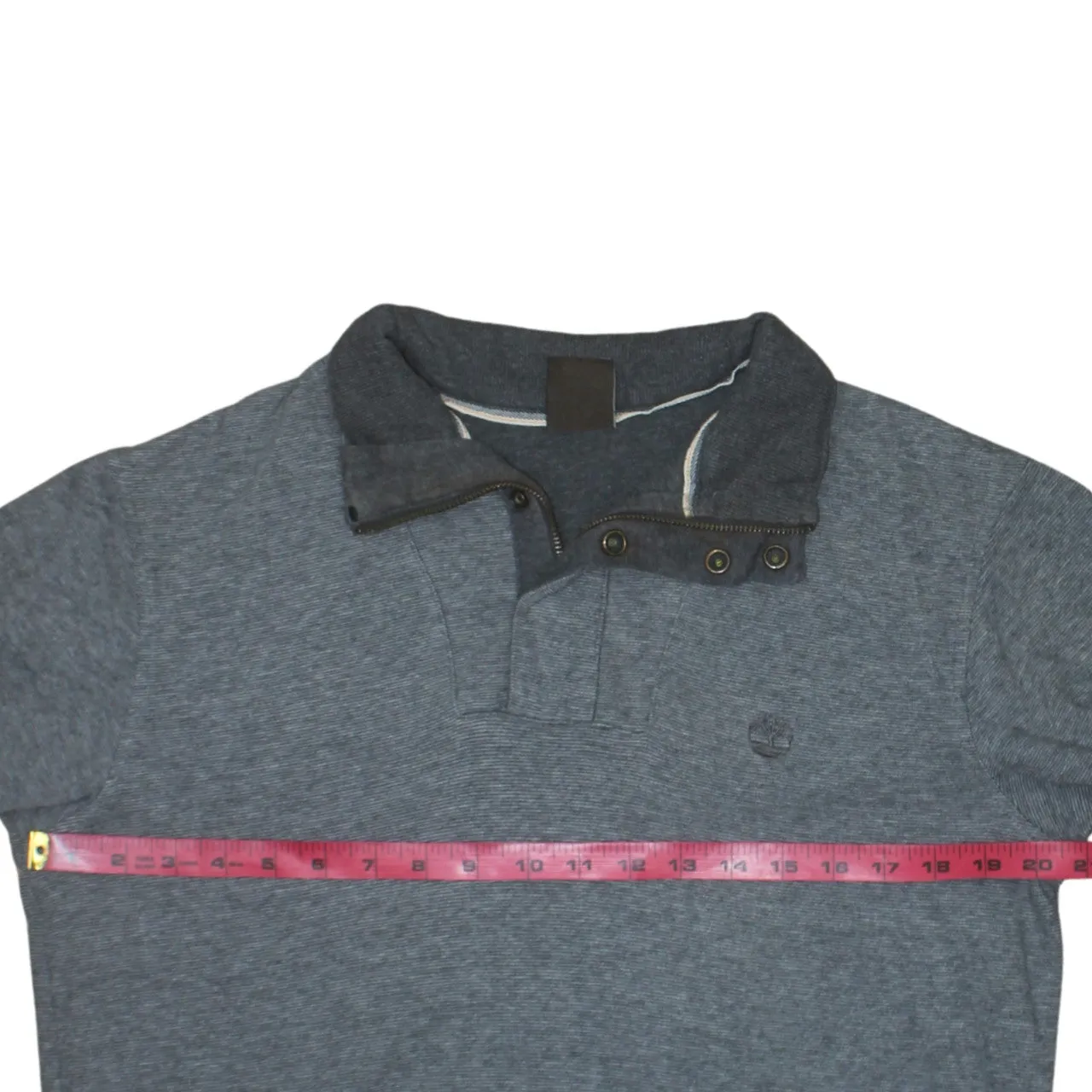 Timberland Grey Long Sleeve Polo Women’s Large Button Neck Embroidered Logo Jumper Top sold by Vintage Club product image thumbnail 5