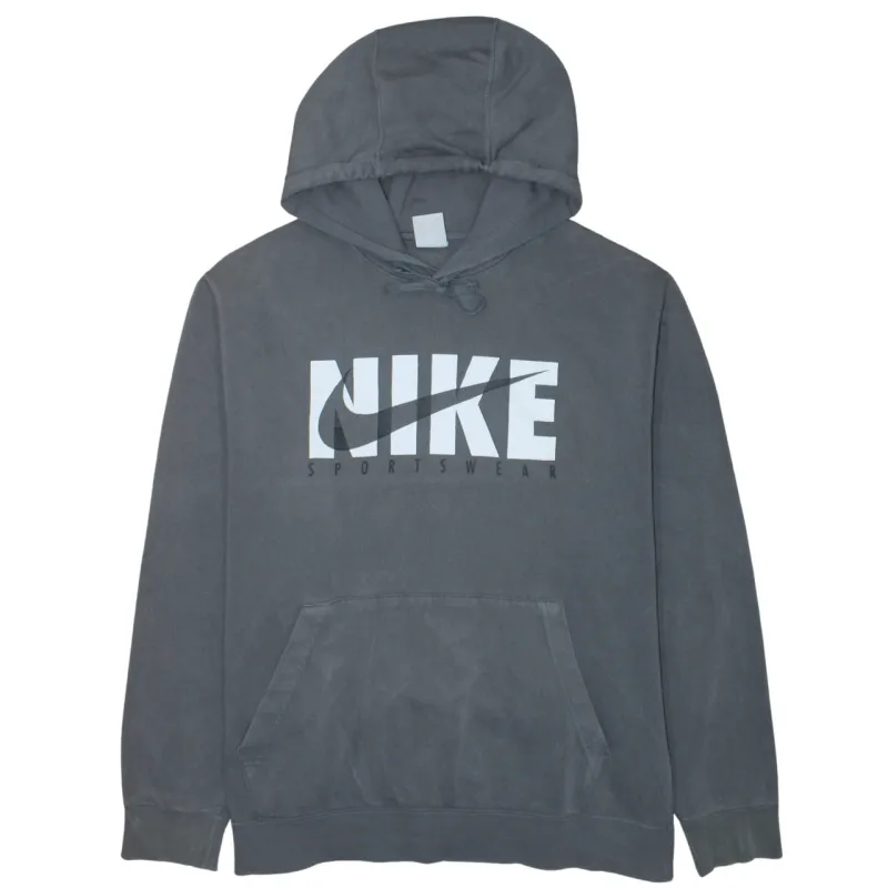Nike Grey Hoodie Men's XLarge Printed Sportswear Logo Front Pocket Pullover Sweatshirt sold by Vintage Club