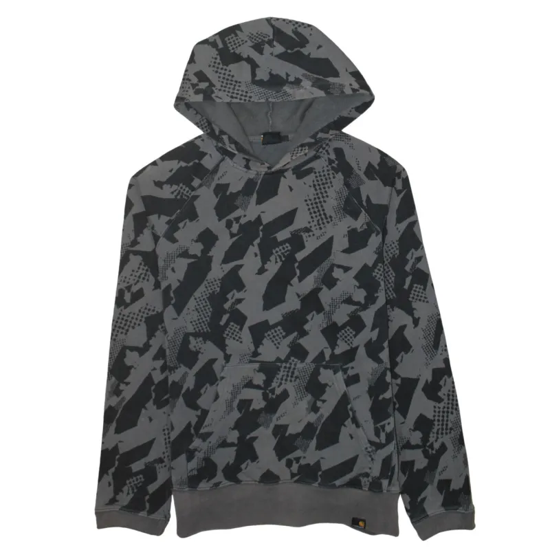 Carhartt Grey Camo Hoodie Women’s Medium All Over Print Front Pocket Pullover Sweatshirt sold by Vintage Club