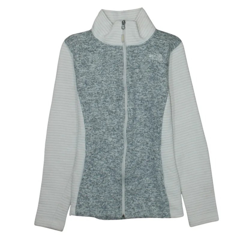 The North Face Grey White Fleece Jacket Women’s Small Full Zip Embroidered Logo Top sold by Vintage Club