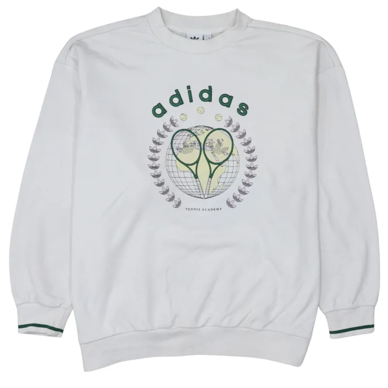 Adidas White Sweatshirt Women's XXXLarge Tennis Academy Printed Logo Crewneck Pullover Top sold by Vintage Club