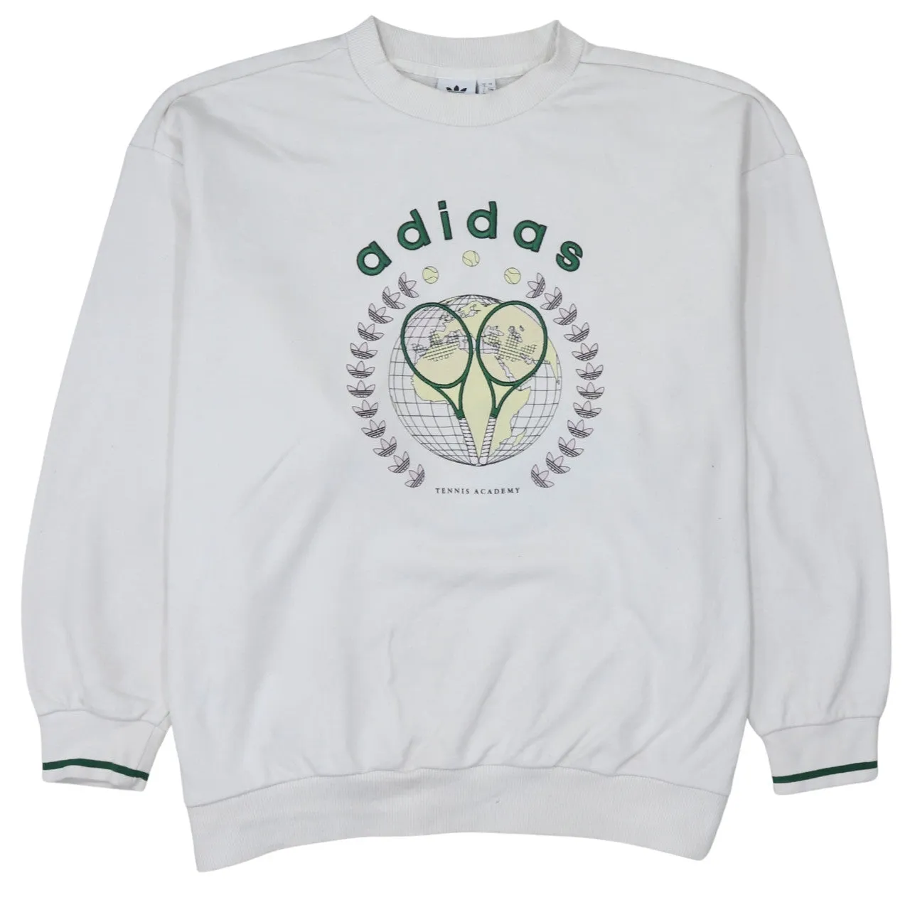 Adidas White Sweatshirt Women's XXXLarge Tennis Academy Printed Logo Crewneck Pullover Top sold by Vintage Club