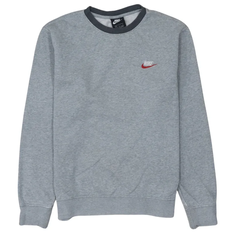 Nike Grey Crewneck Sweatshirt Men's Medium Small Embroidered Swoosh Logo Pullover made by Nike
