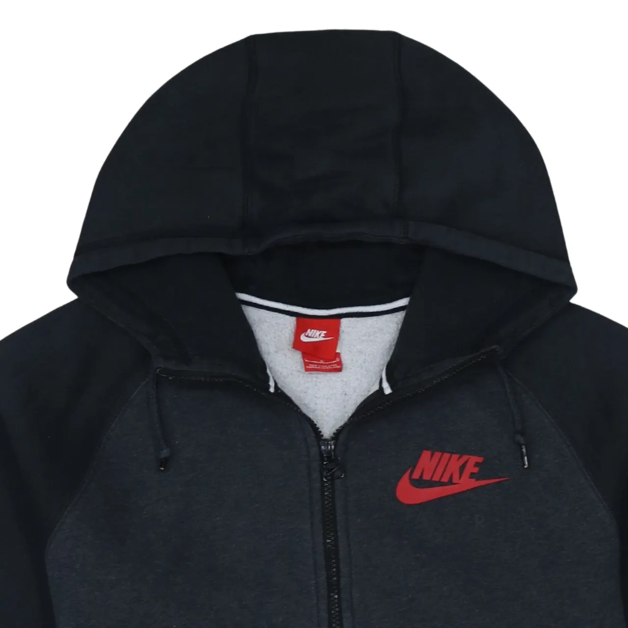 Nike Black Grey Full Zip Hoodie Women's Large Printed Red Logo Sleeve Pocket Sweatshirt sold by Vintage Club product image thumbnail 3