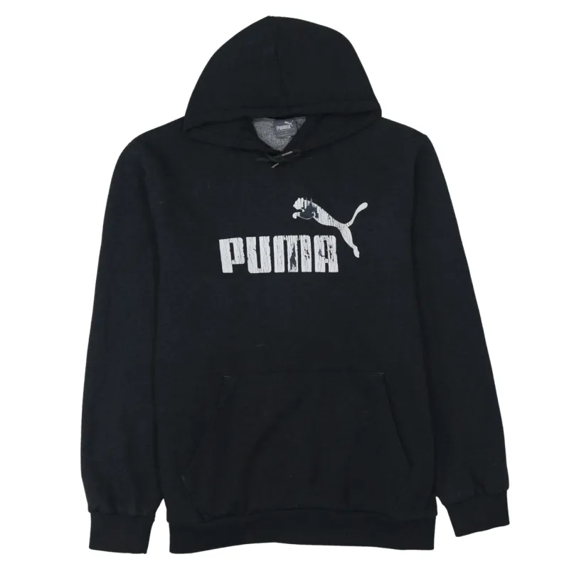 Puma Black Hoodie Women’s XLarge Printed Logo Front Pocket Pullover Sweatshirt sold by Vintage Club