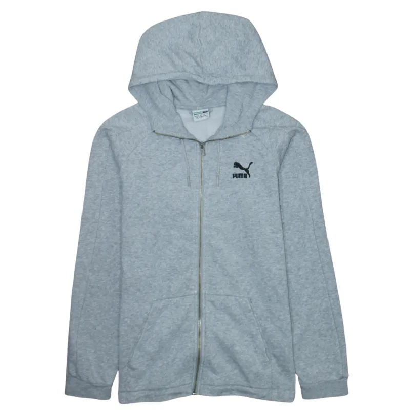 Puma Light Grey Zip Hoodie Men's Small Printed Chest Logo Split Pockets Sweatshirt sold by Vintage Club