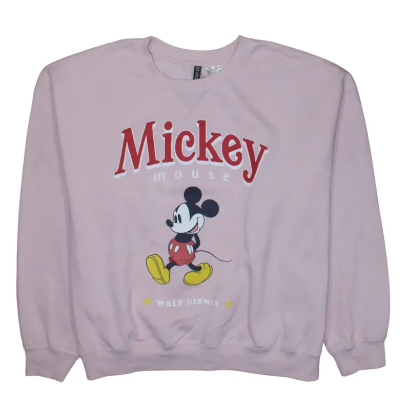 Disney Pink Mickey Mouse Sweatshirt Men's XLarge Printed Graphic Crewneck Pullover Fleece Top sold by Vintage Club