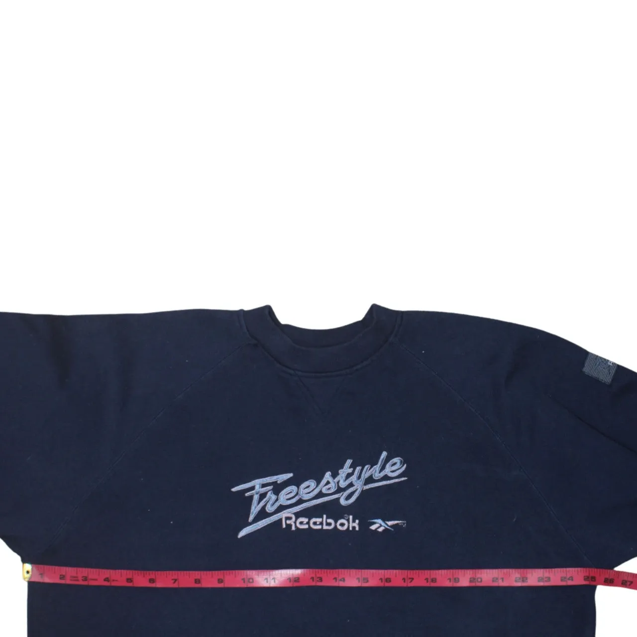 Reebok Navy Blue Sweatshirt Women’s XXLarge Embroidered Freestyle Logo Ribbed Crewneck Pullover Top sold by Vintage Club product image thumbnail 5