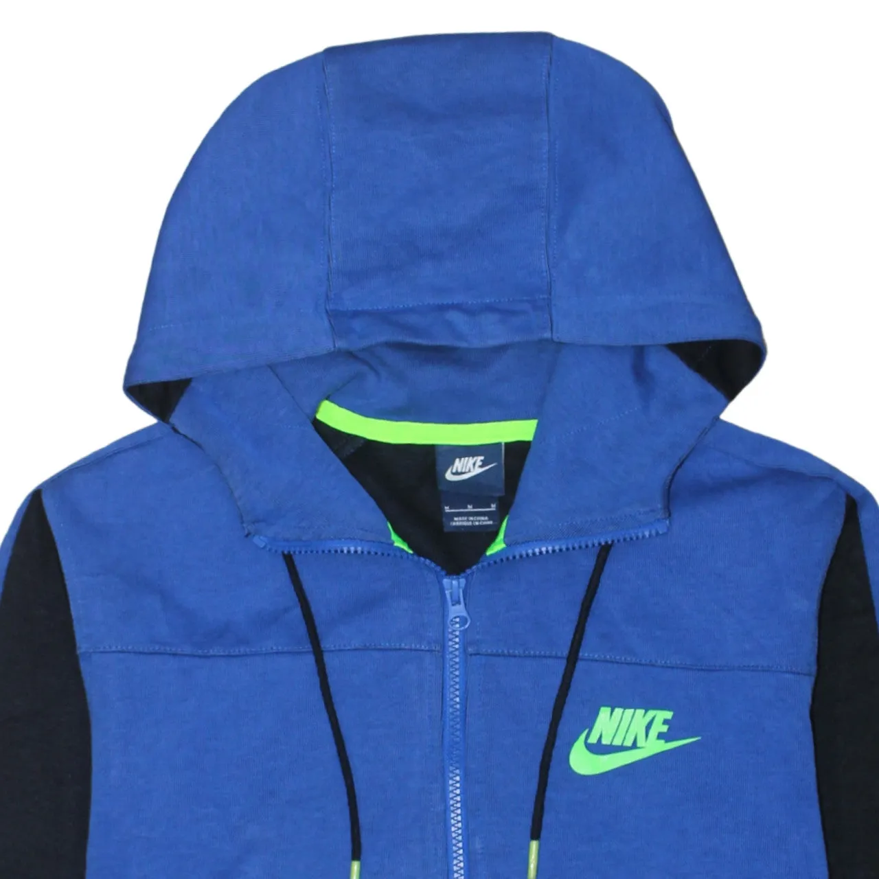 Nike Blue Full Zip Hoodie Women's Medium Embroidered Logo Contrast Panels Zip Pockets Sweatshirt sold by Vintage Club product image thumbnail 3