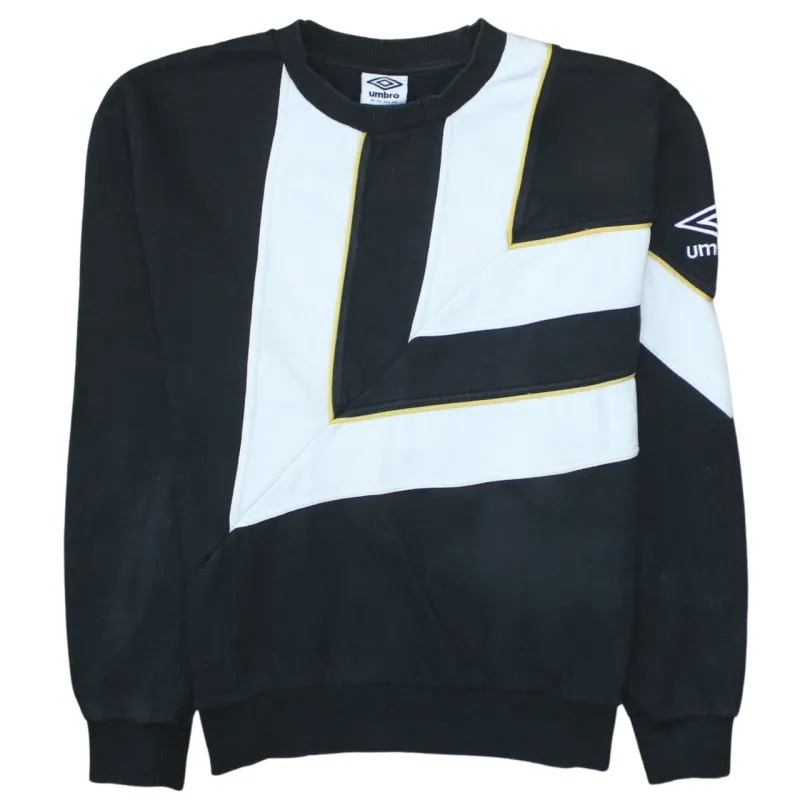 Umbro Black White Sweatshirt Men’s Large Geometric Panel Embroidered Sleeve Logo Pullover sold by Vintage Club