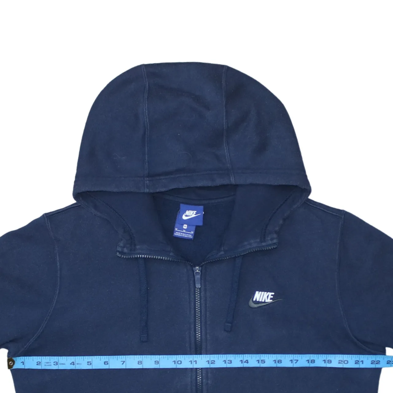 Nike Navy Blue Zip Hoodie Men's Medium Embroidered Swoosh Drawstring Full Zip Sweatshirt sold by Vintage Club product image thumbnail 5