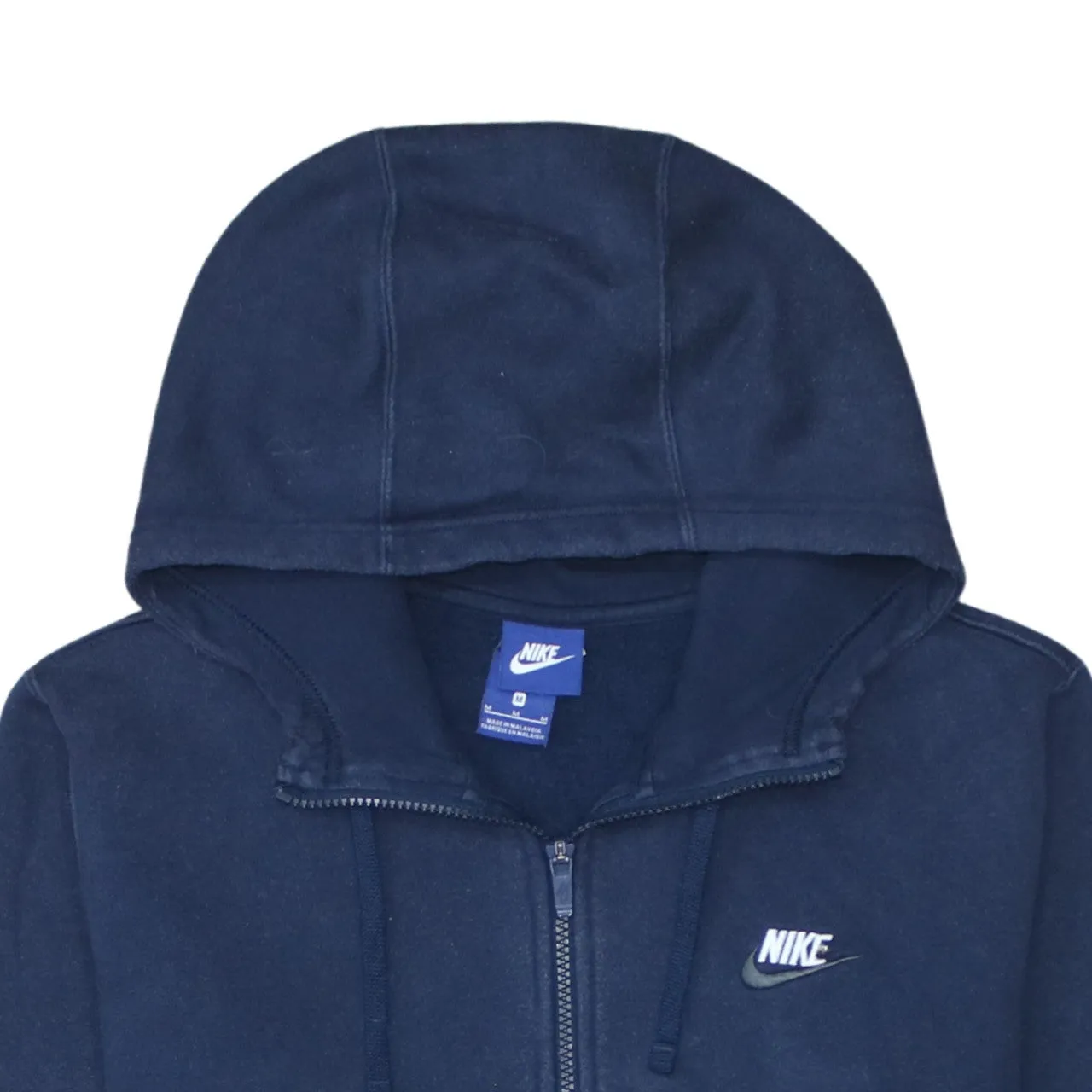 Nike Navy Blue Zip Hoodie Men's Medium Embroidered Swoosh Drawstring Full Zip Sweatshirt sold by Vintage Club product image thumbnail 3