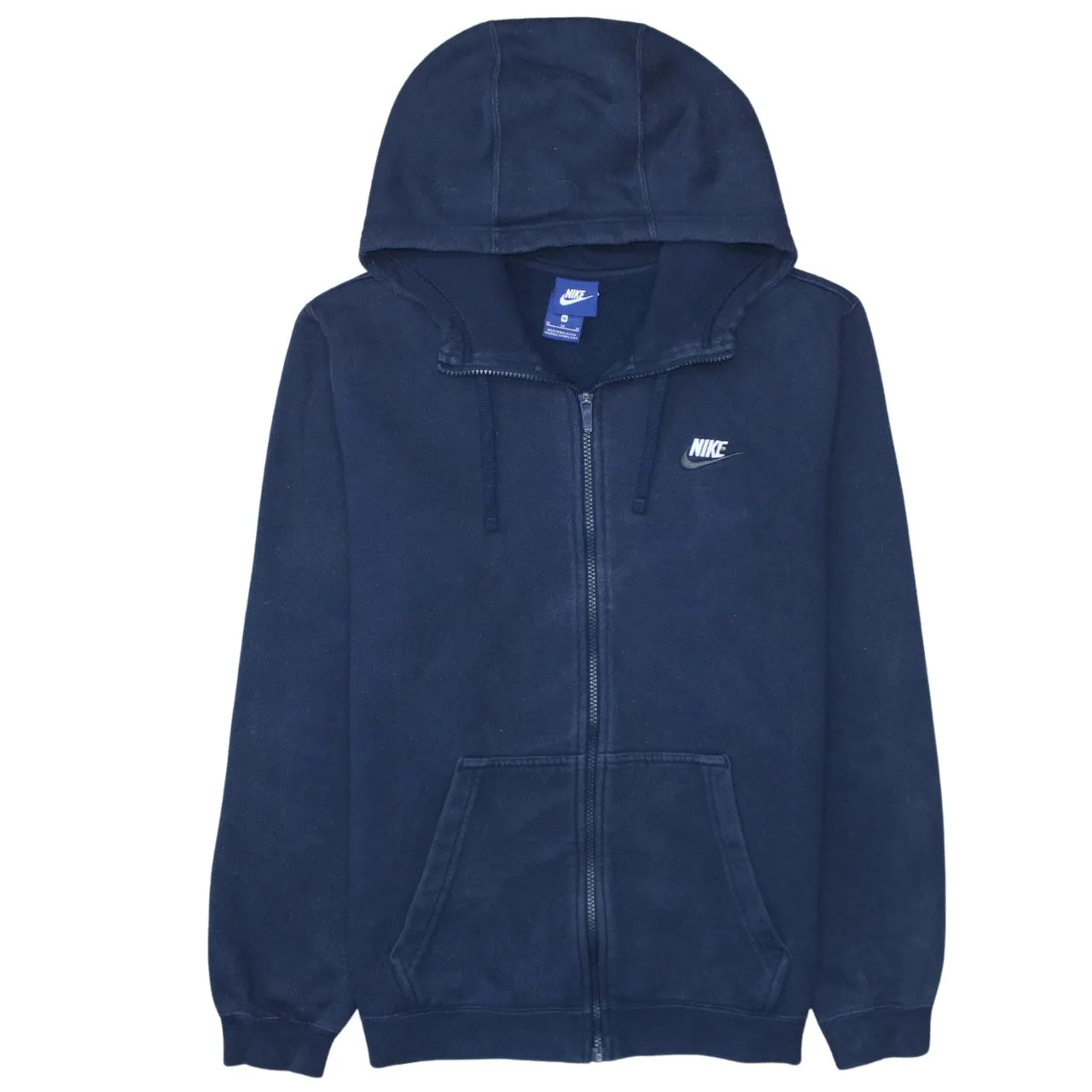 Nike Navy Blue Zip Hoodie Men's Medium Embroidered Swoosh Drawstring Full Zip Sweatshirt sold by Vintage Club