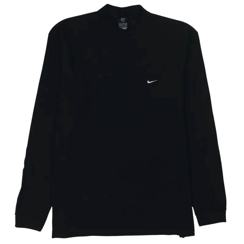 Nike Black Long Sleeve Top Women’s XLarge Small Swoosh Logo Mock Neck T Shirt made by Nike