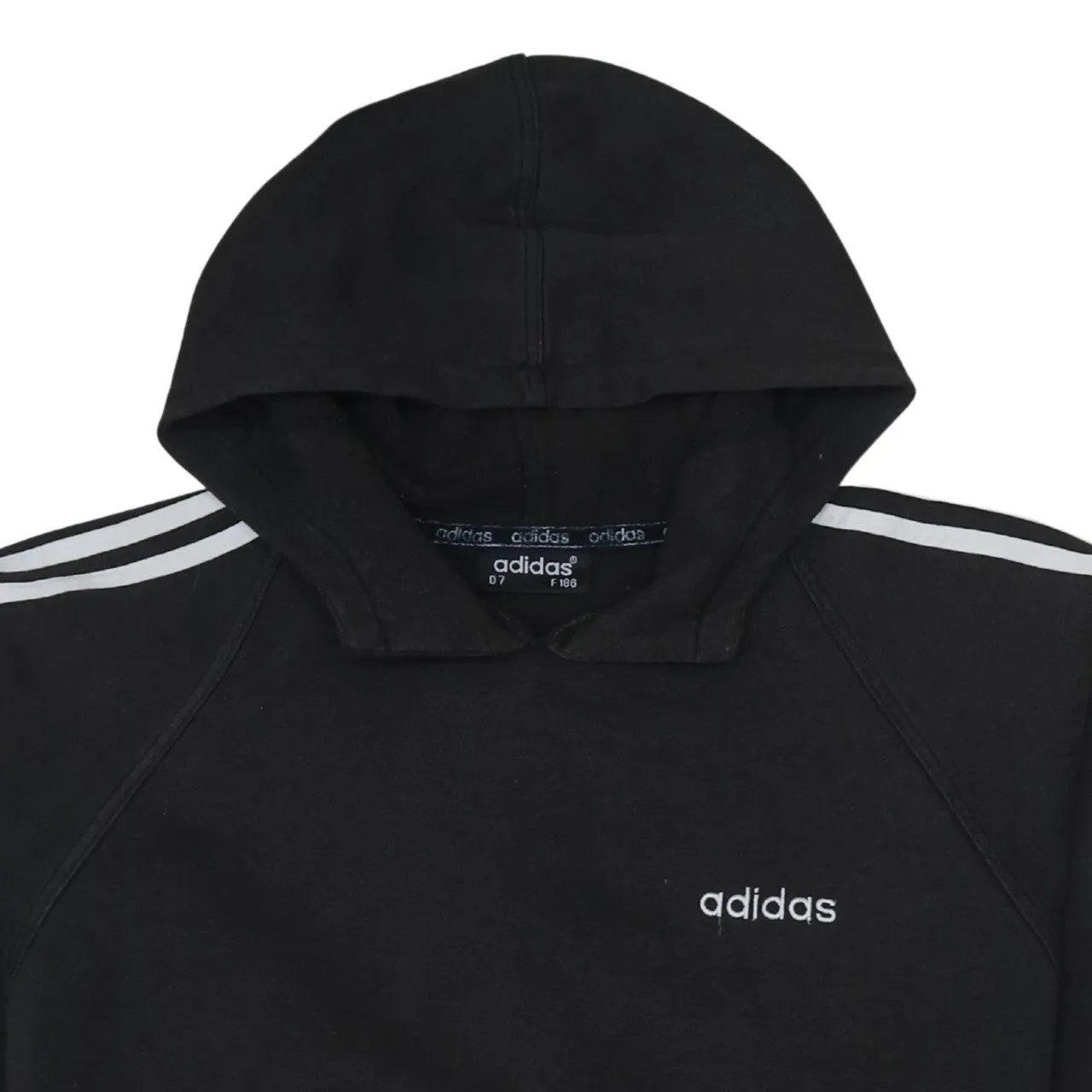 Adidas Black Hoodie Men's Large Embroidered Logo Three Stripe Sleeves Pullover Sweatshirt sold by Vintage Club product image thumbnail 3