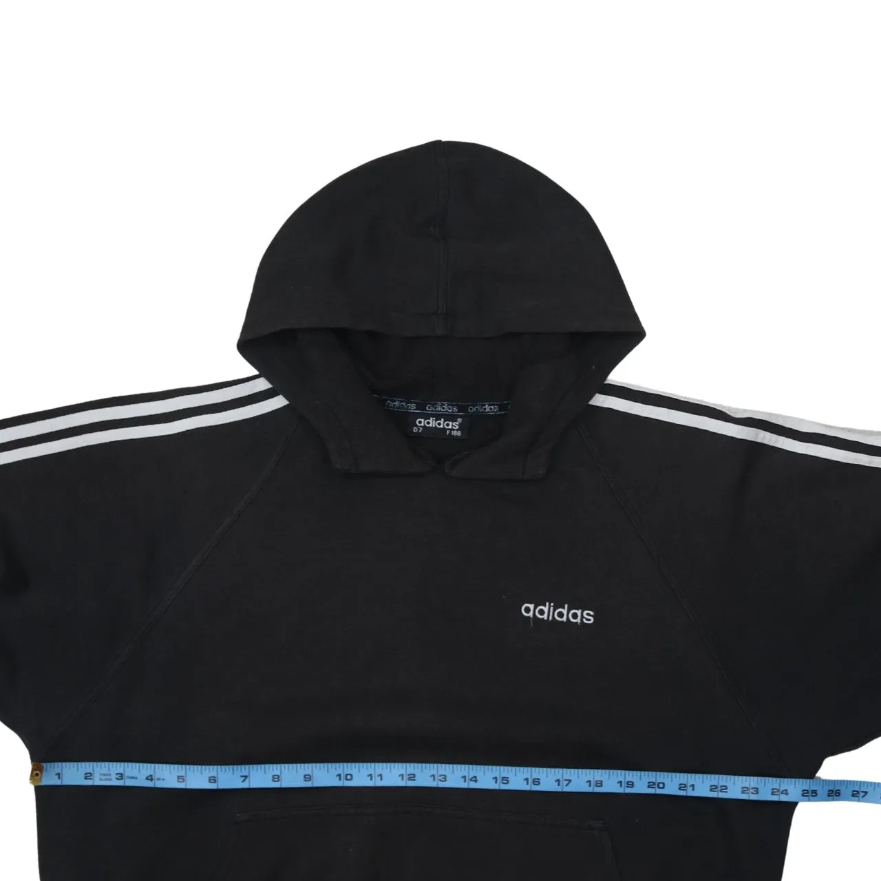 Adidas Black Hoodie Men's Large Embroidered Logo Three Stripe Sleeves Pullover Sweatshirt sold by Vintage Club product image thumbnail 5