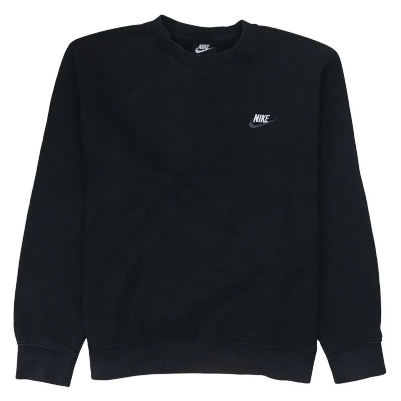 Nike Black Sweatshirt Men's Medium Embroidered Swoosh Logo Crewneck Pullover Fleece Top sold by Vintage Club
