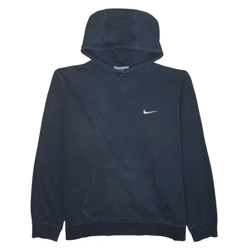 Nike Navy Blue Hoodie Men’s XXLarge Embroidered Swoosh Front Pocket Pullover Sweatshirt sold by Vintage Club