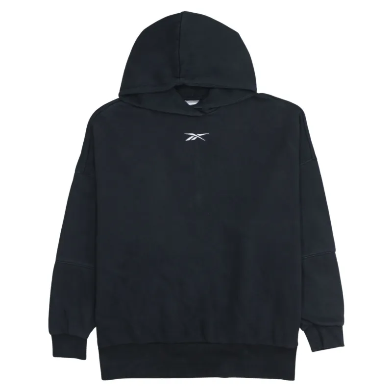 Reebok Black Hoodie Women’s Small Embroidered Chest Logo Fleece Lined Pullover Sweatshirt made by Reebok