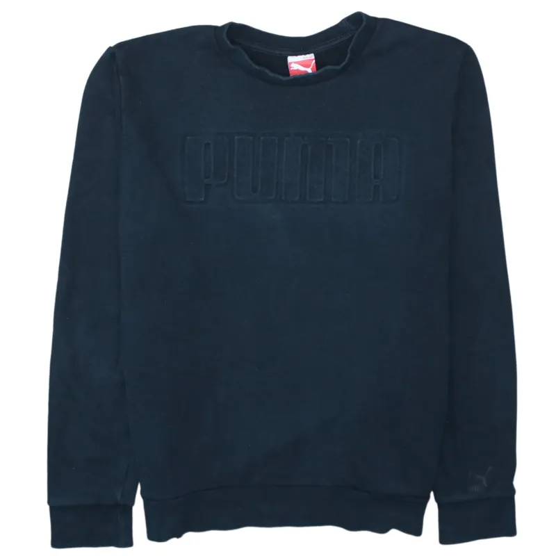 Puma Black Sweatshirt Women's XLarge Embossed Logo Crewneck Ribbed Cuffs Pullover Top made by Puma