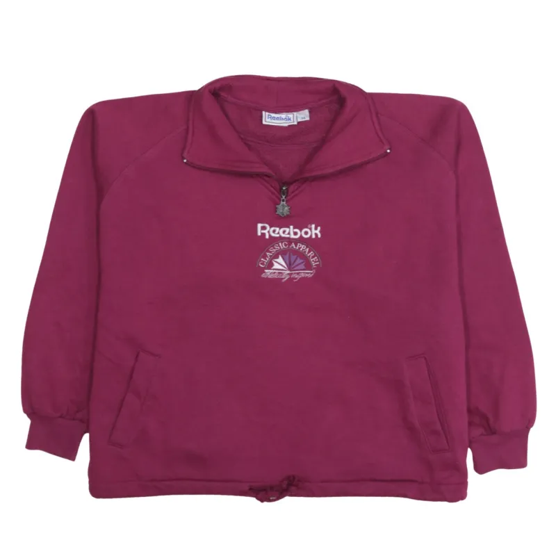 Reebok Burgundy Red Sweatshirt Women’s XXLarge Embroidered Logo Quarter Zip Pullover Fleece Top made by Reebok