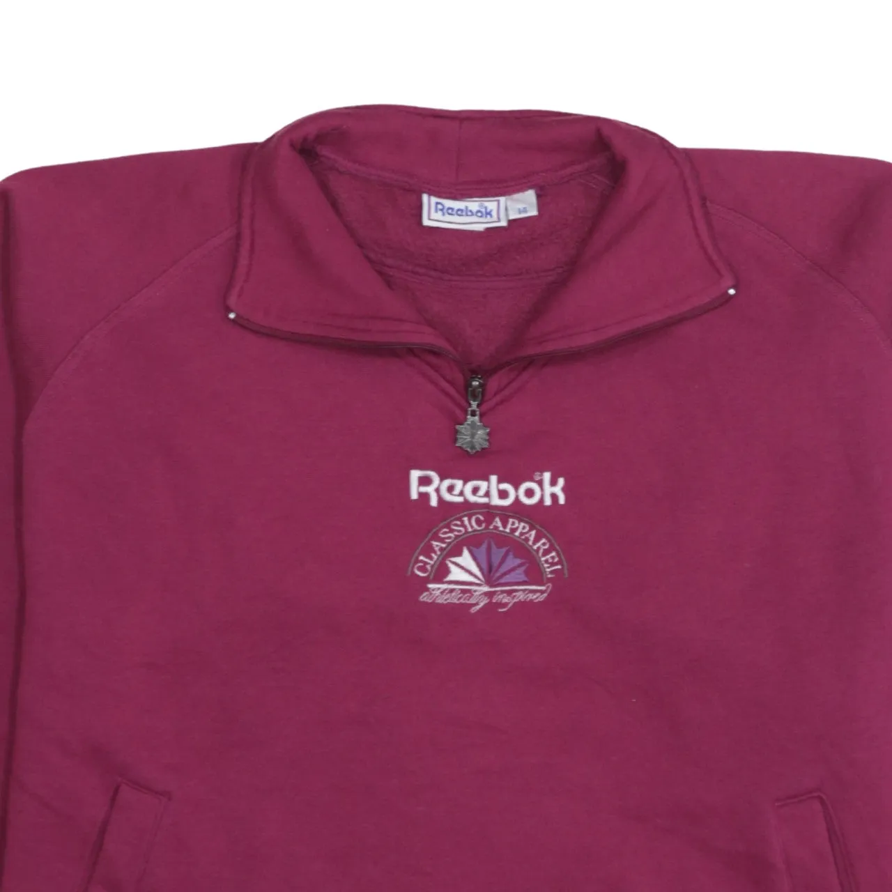 Reebok Burgundy Red Sweatshirt Women’s XXLarge Embroidered Logo Quarter Zip Pullover Fleece Top sold by Vintage Club product image thumbnail 3