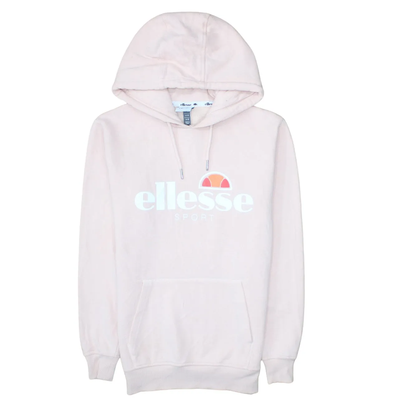 Ellesse Light Pink Hoodie Women’s Small Printed Logo Front Pocket Pullover Sweatshirt sold by Vintage Club