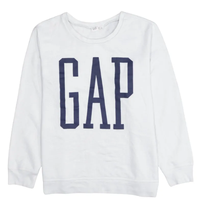 Gap White Sweatshirt Women's XLarge Printed Logo Crewneck Pullover Fleece Top made by GAP