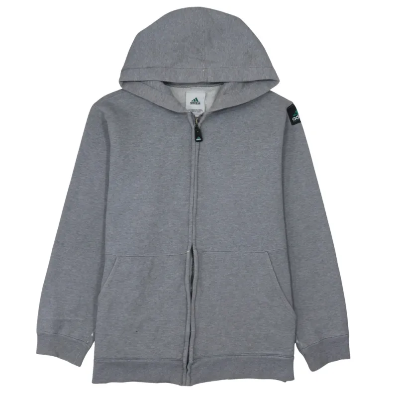 Adidas Grey Full Zip Hoodie Women’s Medium Printed Back Logo Pockets Casual Sweatshirt sold by Vintage Club