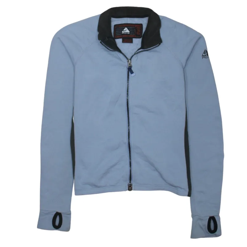 Nike Light Blue Full Zip Sweatshirt Women’s Medium ACG Logo Thumbholes Back Zip Pocket Jacket sold by Vintage Club