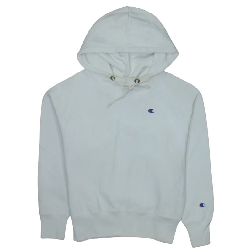 Champion White Hoodie Men's Small Embroidered C Logos Drawstring Hood Pullover Sweatshirt sold by Vintage Club
