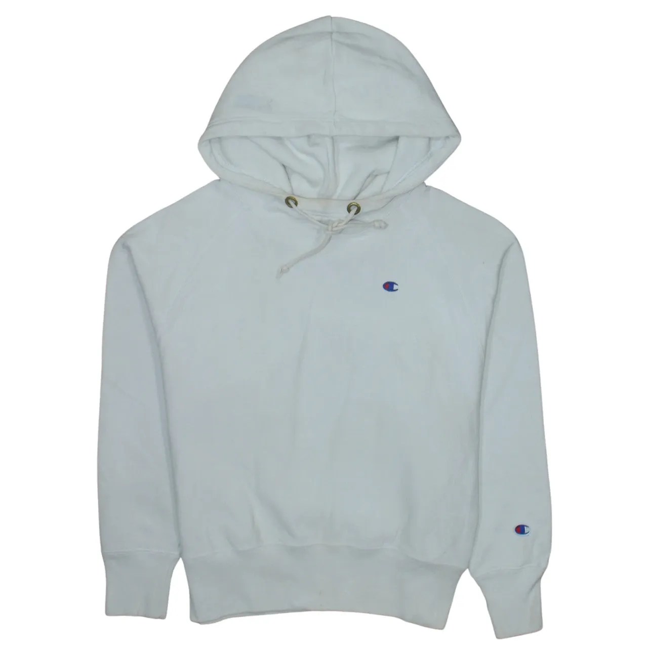 Champion White Hoodie Men's Small Embroidered C Logos Drawstring Hood Pullover Sweatshirt sold by Vintage Club
