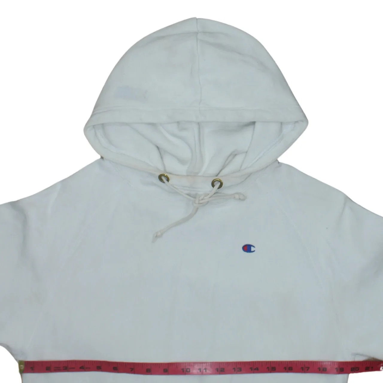 Champion White Hoodie Men's Small Embroidered C Logos Drawstring Hood Pullover Sweatshirt sold by Vintage Club product image thumbnail 5